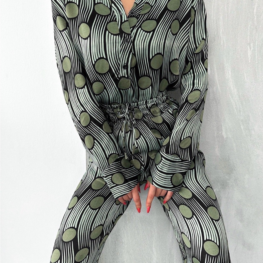 Zara Green Patterned Matching Set - Picture 5 of 6